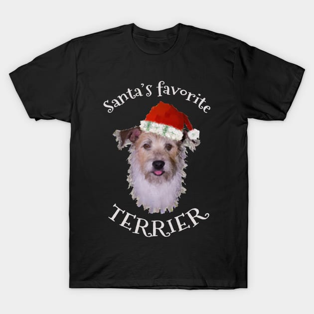 Santa's favorite terrier, happy holidays gift T-Shirt by LollysLane